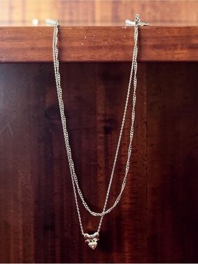 Kendra Scott Silver Double-Layer Heart Charm Necklace